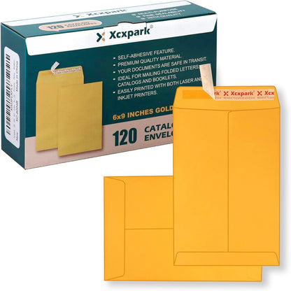 120 PCS 6x9 inches Security Catalog Envelopes Printable Self Seal Envelopes, Anti Tear Brown Envelopes for Invitation Cards, Pictures, Photos, Documents