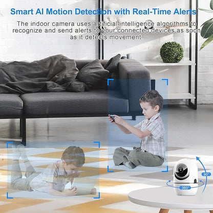 Indoor Security Camera, 5G & 2.4GHz Dog/Puppy/Pet WiFi Security Camera with Phone App, 360° Pan/Tilt Home Cameras Indoor, Smart AI Auto Tracking & Night Vision, US Cloud Storage (2Pack)