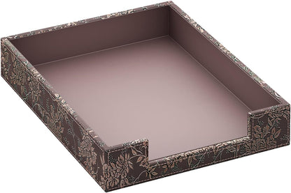 Leather Letter Tray, THIPOTEN Elegant Desk Organizer for Office Supplies, Mail, Paper, File, Magazine, Perfect Office Organization for Desktop(Retro)