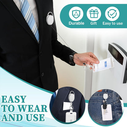 Yaomiao 100 Pack Retractable Badge Holder Reel with Clips Heavy Duty ID Card Holder Reels Bulk with Key Ring for Office Worker Doctor Nurse Employee School Students (White)