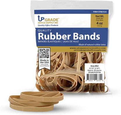 Upgrade Office Supply UPG25764 Rubber Bands, Size 64 (3-1/2 x 1/4), 80 Bands, 1/4 lb, USA