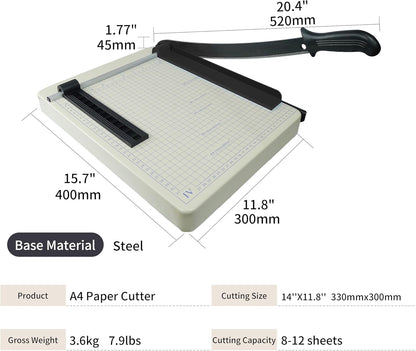 TEXALAN(R) Paper Cutter 12" x 10" Metal Base Trimmer Scrap Booking Guillotine Blade