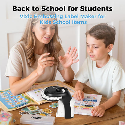 Embossing Label Maker, Manual Label Maker Emboss, Vintage Embossed Label Makers Machine with Tapes, Old School Labeler with 5 Rolls 3D Black Tapes for Home DIY & Crafting Kids School Items