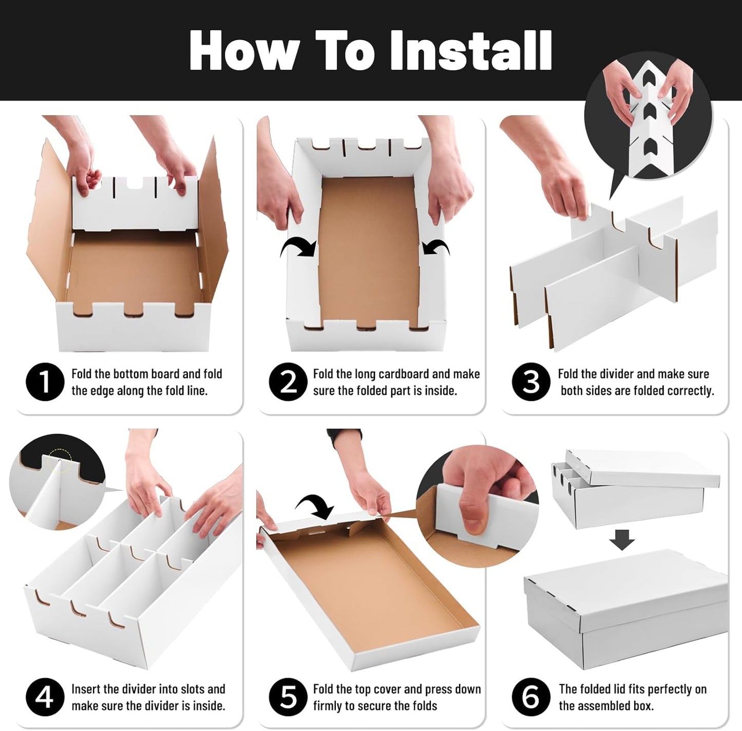 NUMINA 2 Pack High Capacity 3 Row Trading Card Storage Box 6-Cell Organizer Holds 3200+ Cards Fits MTG, Sports, TCG Compatible with Toploaders & Magnetic Cases