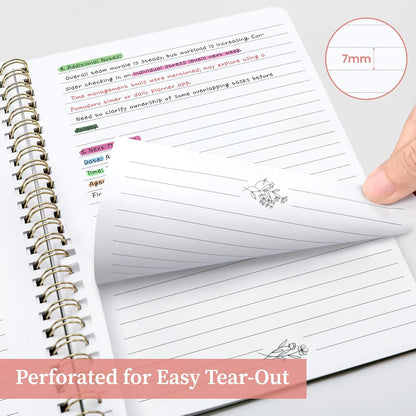 Taja Aesthetic Set of 3 Spiral Notebook for Work, A5 Cute Pretty Lined Journal for Women & Writing, College Ruled Journaling Notebooks, Perfect for School & Office Supplies - Wild Garden