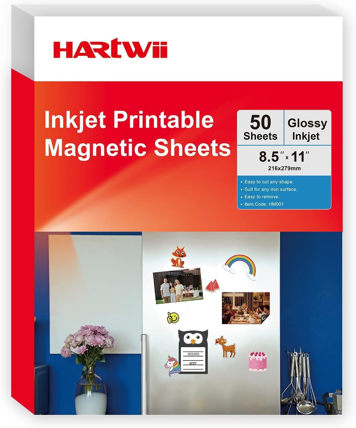Bulk Printable Magnet Glossy 50 Sheets for inkjet printer Make Refrigerator Photo 13.5mil 8.5 x 11 inches Thick magnetic printer paper for cricut