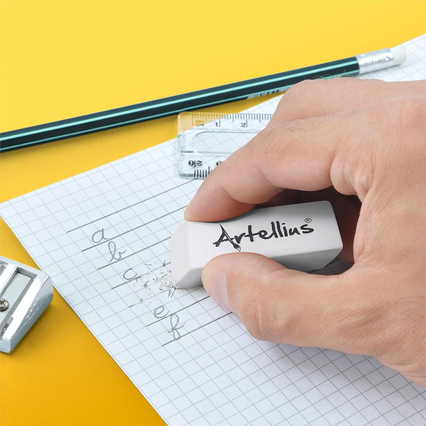 Artellius White Erasers - Large Size Latex & Smudge Free - Bulk School Supplies for Classrooms, Drawing, Teachers, Homeschool, Office, Art Class - Pack of 100 - Teacher Supplies