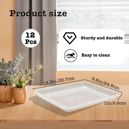 Plastic Art Tray, 12 Pcs Activity Trays Craft Organizer Trays Stackable Activity & Craft Organizer Trays for Kids Classroom Storage, Home & Office Projects,Art Tray,13.4" x 9.8" x 1" (Clear)