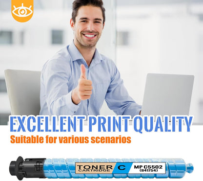 1 Pack MP C5502 Cyan Toner Cartridge | Replacement for Ricoh MP C5502 Work with Aficio MP C4502 C4502A C5502 C5502A LANIER MP C4502 C4502A C5502 C5502A SAVIN MP C4502 C4502A C5502 C5502A | 841754