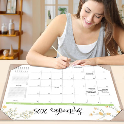 Desk Calendar 2025-2026 with Desk Mat – 22" x 17" Large Desk Pad Calendar Runs From Sep 2025 to Dec 2026, Floral Design Desktop Calendar with To Do List, Personal Desk Calendar Planner for Home, Office