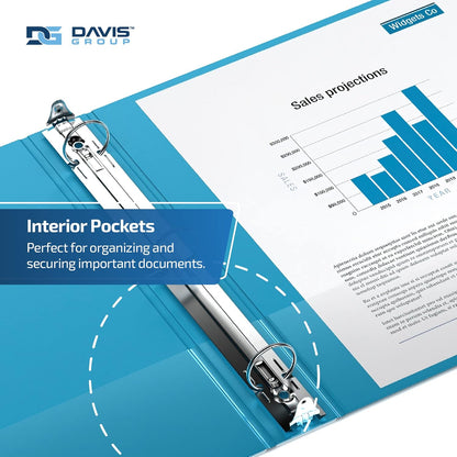 Easyview Premium 3-Ring Binders with Clear-View Covers and Round Rings, Binders for School or Office, 1 Inch, Pack of 6, Turquoise