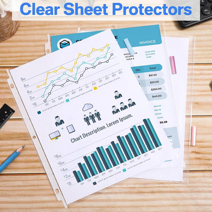 ReliThick 20 Set of 160 Pack Clear Sheet Protectors 8.5 x 11 Inch Page Protector for 3 Ring Binder with 8 Tabs Plastic Dividers for 3 Ring Binder, Insertable Index Page Divider Multicolor Tabs