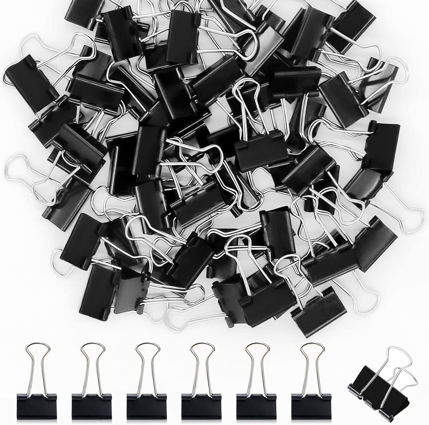 120 Pack Black Binder Clips 0.75 Inch, Small Paper Clamps, Black Paper Binder Clips, Office Clips, Mini Binder Clips, Small Clips for Office Supplies Home School and Business