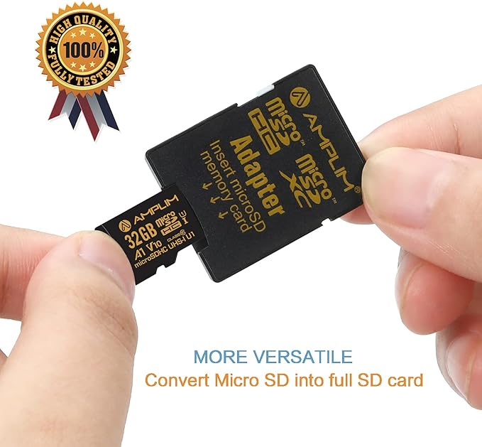 Amplim 32GB Micro SD Card, 4 Pack MicroSD Memory Plus Adapter, MicroSDHC Class 10 UHS-I U1 V10 TF Extreme High Speed Switch, Raspberry Pi, Phone Galaxy, Camera Cam, Tablet, PC