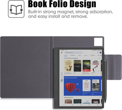 BOZHUORUI Case for 10.3" Boox Tab Ultra C Pro ePaper Tablet | with Sleep/Wake | Magnetic Adsorption | Pen Clasp Design | Thin & Light | PU Leather Smart Cover (Denim Gray)