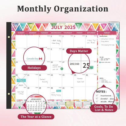 Ospelelf Desk Calendar 2025-2026 Large 22"x17" Monthly Family Planner Pad with Protective Cover 18 Months July 2025 to December 2026 Geometry