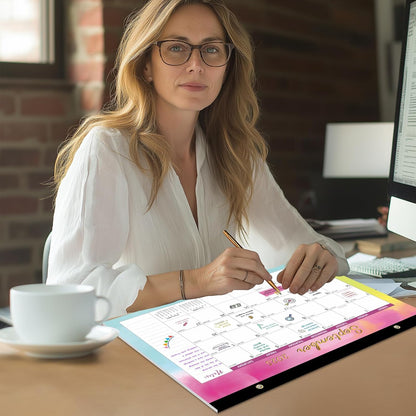 Gannyfer Desk Calendar 2025-2026, 18 Monthly, July 2025 - Dec 2026, Large Yearly Desktop/Wall Calendar 2026 with Plastic Cover Hanging String Corner Protectors, 17" x 12", Organizers for Office, Home and School