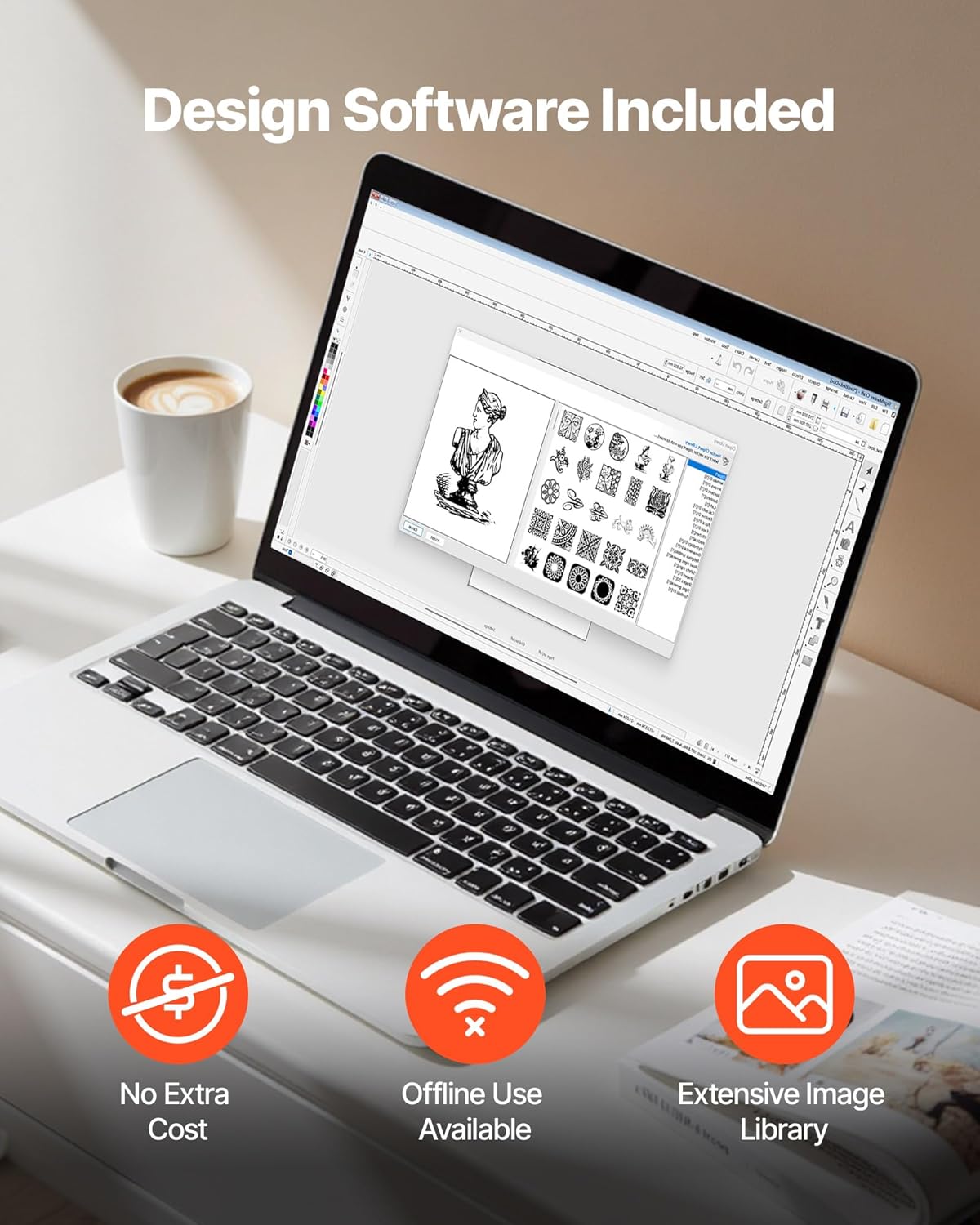 VEVOR Cutting Machine, Automatic Edge Detection Vinyl Cutter Machine with Design Software and Materials, Compatible with Multiple File Formats, for Creating Customized DIY Crafts, Cards, Stickers