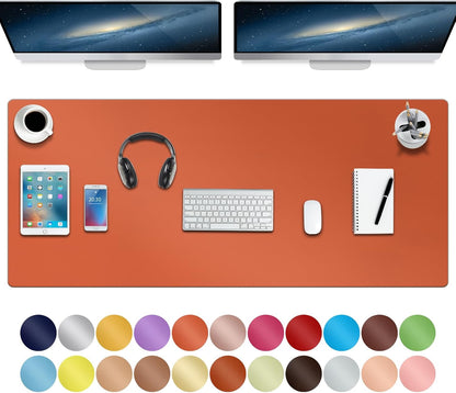 Boutilon Leather Desk Pad Protector,Non-Slip Mouse Pad,Laptop Desk Pad,Office Mouse Mat,Waterproof Leather Desk Blotter,Desk Writing Pad for Office and Home (XXXL-Orange H,47"x 24")
