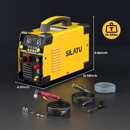 SILATU 65Amps Plasma Cutter, STC650P HF Non-Touch Pilot Arc Plasma Cutter Machine, 110/220V Dual Voltage Air Sensor Technology Large LED Display, 18mm Max Cutting thickness, PT/2T/4T for Beginners DIY