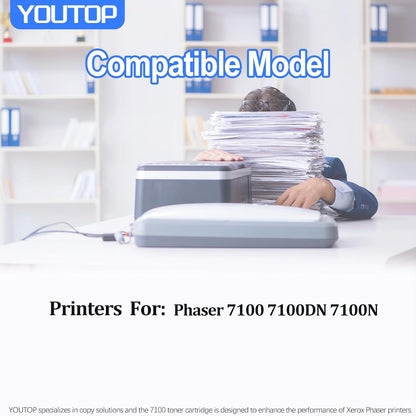 4PK 7100 Toner Cartridge (106R02605 106R02601 106R02600 106R02599) Color Set Toner Replacement for Xerox Phaser 7100 Printer