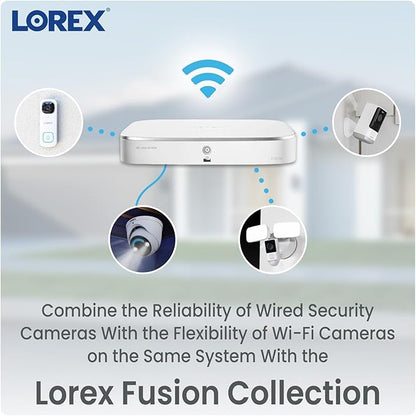 Lorex 4K Dual-Lens Outdoor Wi-Fi Security Camera | 180° Panoramic View | Smart Security Lighting | Color Night Vision | 2-Way Talk | Auto-Framing | 32GB Local Storage, No Monthly Fees | IP66 Rated