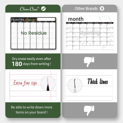 Magnetic Dry Erase Monthly Calendar Set - 17"x12" Monthly and Weekly Calendar, 4"x12" List Board for Fridge - 6 Extra Fine Point Markers Included - Shipped Flat