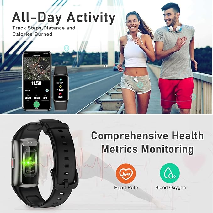 Fitness Tracker with 24/7 Heart Rate, Blood Oxygen, Sleep Tracker, 1.47''Waterproof Fitness Watch, Activity Tracker with Step Tracker for Women Men