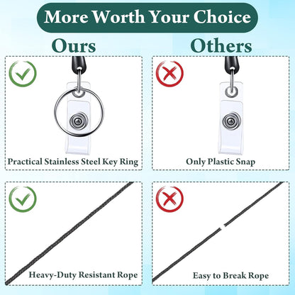 Laumoi 80 Packs Retractable ID Badge Holder Name ID Badge Reel Clips Keychain with Belt Clip and Key Ring for Office Worker Doctor Nurse Employee (Black)