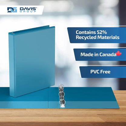 Easyview Premium 3-Ring Binders with Clear-View Covers and Round Rings, Binders for School or Office, 1 Inch, Pack of 6, Turquoise