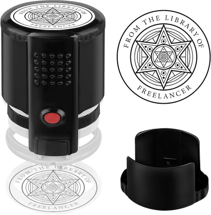 Custom Ink Stamp | Personalized Self Inking Stamp Gifts for Book Lovers, Readers, Teachers | 5 Ink Colors (Star-01)