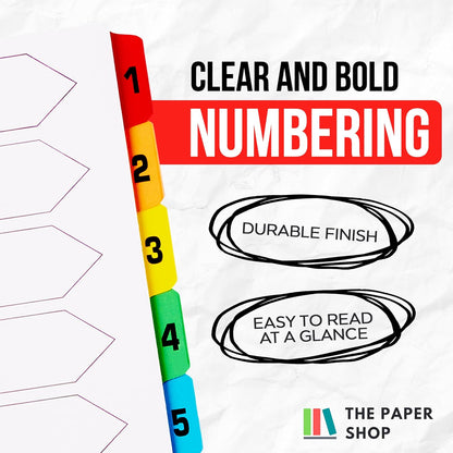 Binder Dividers with Tabs A4 10 Numbered | DIviders for 3 Ring Binder | for Organization Pages in 3 Ring Binder Dividers with tabs, Each Set Includes Tab Dividers - The Paper Shop (5)