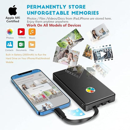 iDiskk App-le Certified 1TB External Hard Drive for iPhone 15/16, iPad & MacBook Backup Photos, Videos, Music & Docs Compatible with iOS & Android Portable Storage for All Your Digital Files
