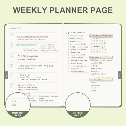 And Per Se 2026 Planner-Daily, Weekly & 15-Monthly Leather Hardcover Planner, 5.7" x 8", Daily Schedule, Monthly Tabs, 100 GSM Thick Paper, Back Pocket(Olive Green)