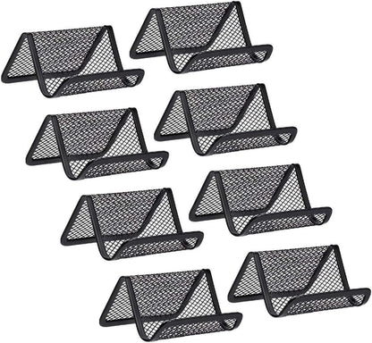Rocutus 8pcs Business Card Organizer - Metal Card Holder, Desk Display - Black Mesh