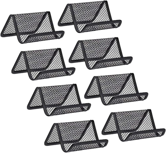 Rocutus 8pcs Business Card Organizer - Metal Card Holder, Desk Display - Black Mesh