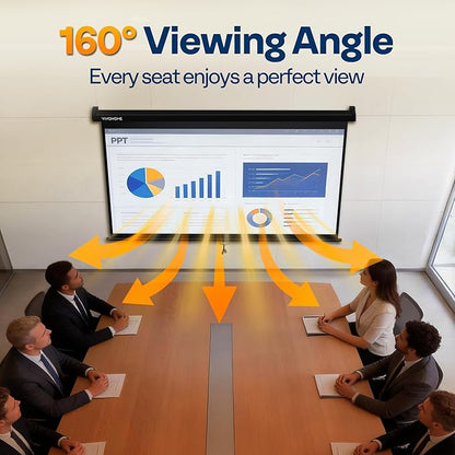 VIVOHOME 100 Inch 16:9 Pull Down Projector Screen, HD 4K Retractable Movie Screen for Indoor Home Theater and Office, Manual Projection Screen with Auto Locking (87W x 49H Inch Display Area)