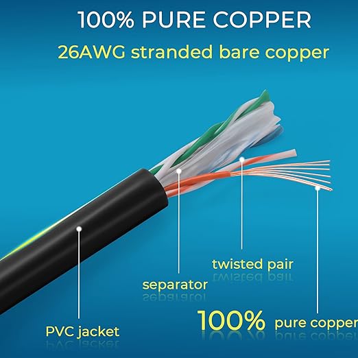 Rapink Patch Cables Cat6 0.5ft (48 Pack), Ethernet Patch Cable 10G, Cat 6 Patch Cable for Patch Panel to Switch, Flexiable Cat 6 Ethernet Cable with Gold Plated Black