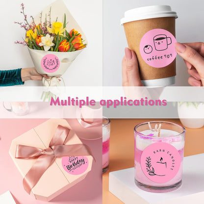 3 X 3 Inch Color Coding Dot Labels Circle Thermal Printable Waterproof 500 Pcs Round Stickers Adhesive Writable for Office, Home, Garage, DIY Sticker, Barcodes, Name Tag, Pink