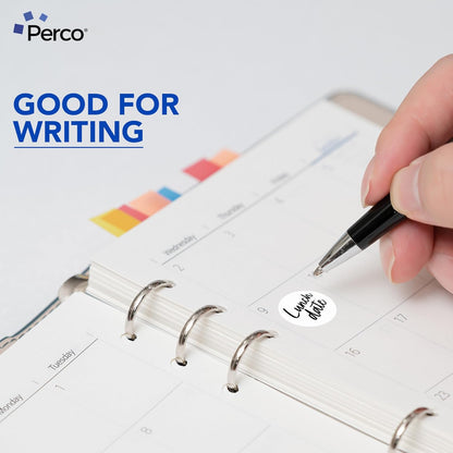 Perco White 1-Inch Round Circle Dot Sticker Labels - Multi-Roll Pack (3 Rolls, 1,000 Labels Each) - Permanent Adhesive, Vibrant Colors, Strong Hold - Perforated for Easy Use - Made in USA