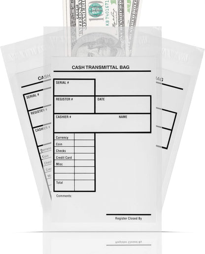 Tamper Proof Bank Deposit Bags - Self-Adhesive Seal, Write-On Surface, 6"x9" Clear Plastic Cash Envelopes | Pack of 500