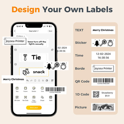 Joysea OP1 Label Maker Tape, 14 * 40mm(0.55"*1.57") Thermal Sticker Paper Without RFID, Waterproof Self-Adhesive Labeling Refills for Home Office Organization, 1 roll, 160 pcs