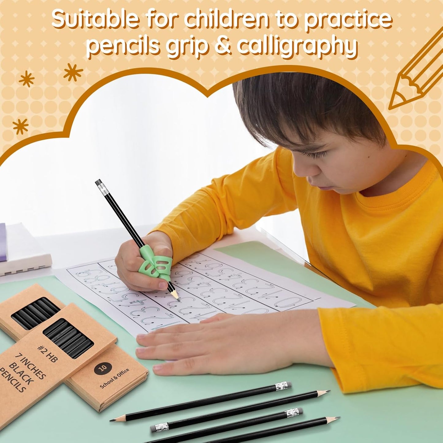 Geyoga 30 Packs of 300 Count #2 Pre Sharpened Pencils Bulk Woodcased for Classroom #2 HB Triangle Shape Pencils with Top Erasers for Teacher Office Back to School Supply(Black)