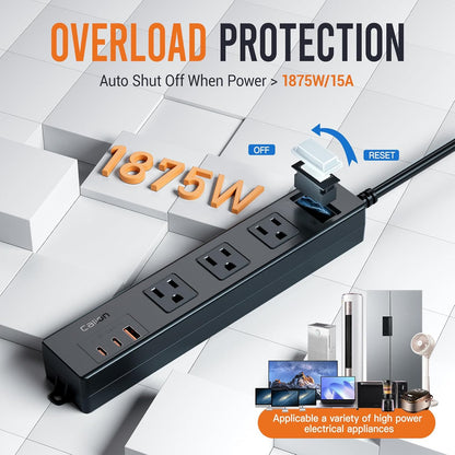 Outdoor Power Strip Weatherproof,6.6 FT Outdoor Extension Cord with USB Ports, Overload Protection and Shockproof,Waterproof Surge Protector Wall Mountable for Home Outside，SJT-UL Listed