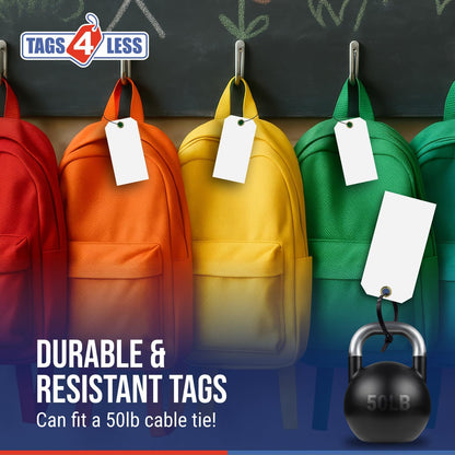 Tags 4 Less 15 Mil Waterproof Plastic Tags, Pack of 100 – 2” x 4” Heavy Duty Plastic Tags for Labeling, Outdoor Tagging, Equipment Labeling, Luggage, Valves & More (Yellow)