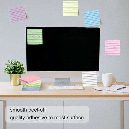 48 Pack 3840 Sheets Lined Sticky Notes 3X3 in Ruled Self Sticky Note Pads 80 Sheets/pad Colorful Sticky Notes with Lines Post Notes for Office, Home, School, Meeting