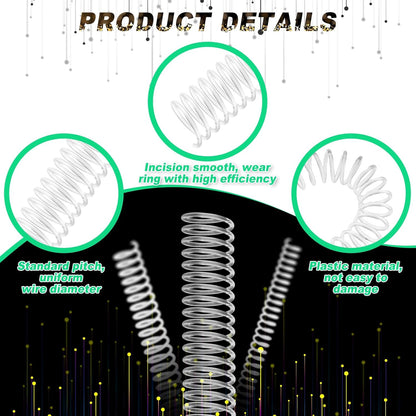 Leinuosen 120 Pack Plastic Spiral Binding Coils Kit Spirals Multi Size Coils for Binding Binder Combs Spines(1/4 5/16 3/8 1/2 5/8 3/4 Inch,Transparent)
