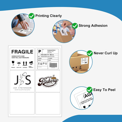 Printable Shipping Labels 3-1/3" x 4", White, 300 Labels (50 Sheets)