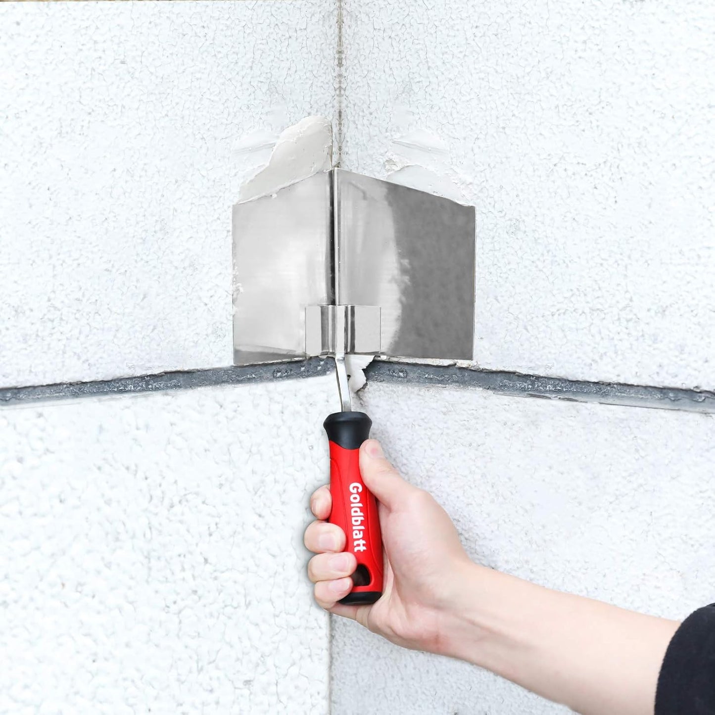 Goldblatt 2 Piece Drywall Corner Tool Set, 5'' Outside Corner Knife & 3-1/2'' Inside Corner Knife, with Soft Grip Handle - Stainless Steel Sheetrock External Corner Trowel & Internal Corner Trowel
