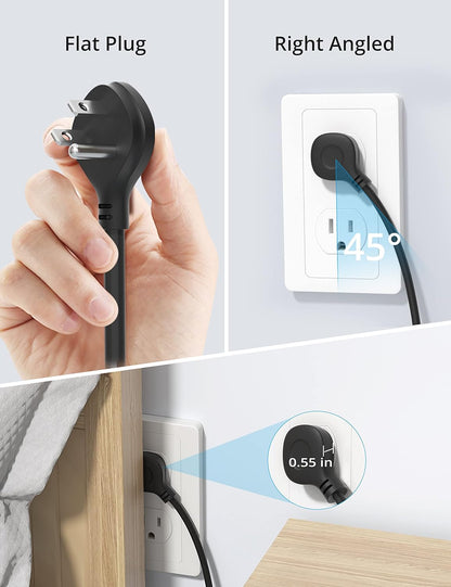 TROND Surge Protector Power Strip with USB, 10ft Extension Cord, ETL Listed, 5 Widely-Spaced Outlets with 3 USB Ports, 1300J, Low-Profile Flat Plug, Wall Mountable, 14AWG Heavy Duty, Black